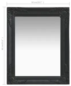 vidaXL Wall Mirror Baroque Style 50×60 cm Black