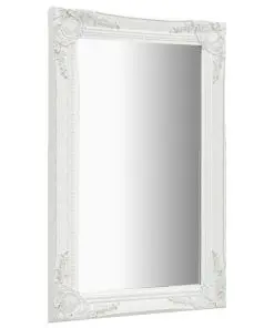 vidaXL Wall Mirror Baroque Style 50×80 cm White