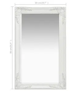 vidaXL Wall Mirror Baroque Style 50×80 cm White