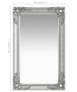 vidaXL Wall Mirror Baroque Style 50×80 cm Silver