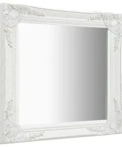 vidaXL Wall Mirror Baroque Style 60×60 cm White
