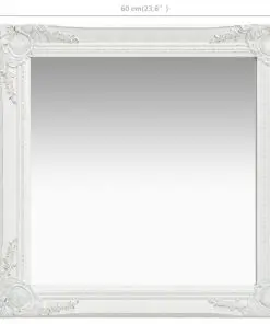 vidaXL Wall Mirror Baroque Style 60×60 cm White