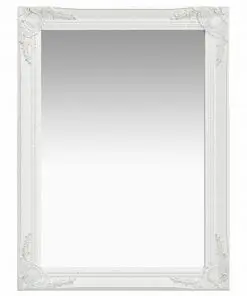 vidaXL Wall Mirror Baroque Style 60×80 cm White