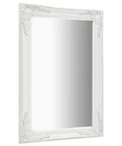 vidaXL Wall Mirror Baroque Style 60×80 cm White