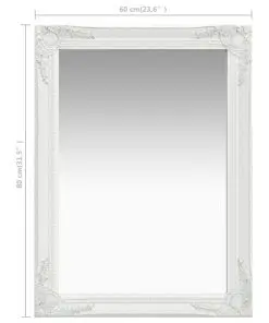 vidaXL Wall Mirror Baroque Style 60×80 cm White