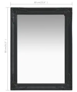 vidaXL Wall Mirror Baroque Style 60×80 cm Black