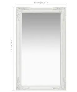 vidaXL Wall Mirror Baroque Style 60×100 cm White