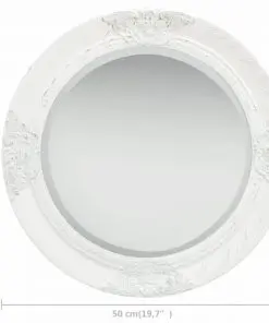 vidaXL Wall Mirror Baroque Style 50 cm White