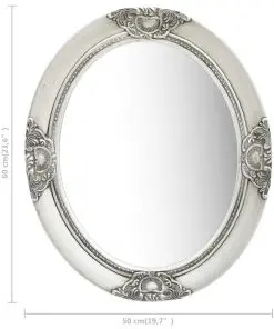 vidaXL Wall Mirror Baroque Style 50×60 cm Silver
