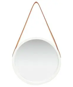 vidaXL Wall Mirror with Strap 40 cm White