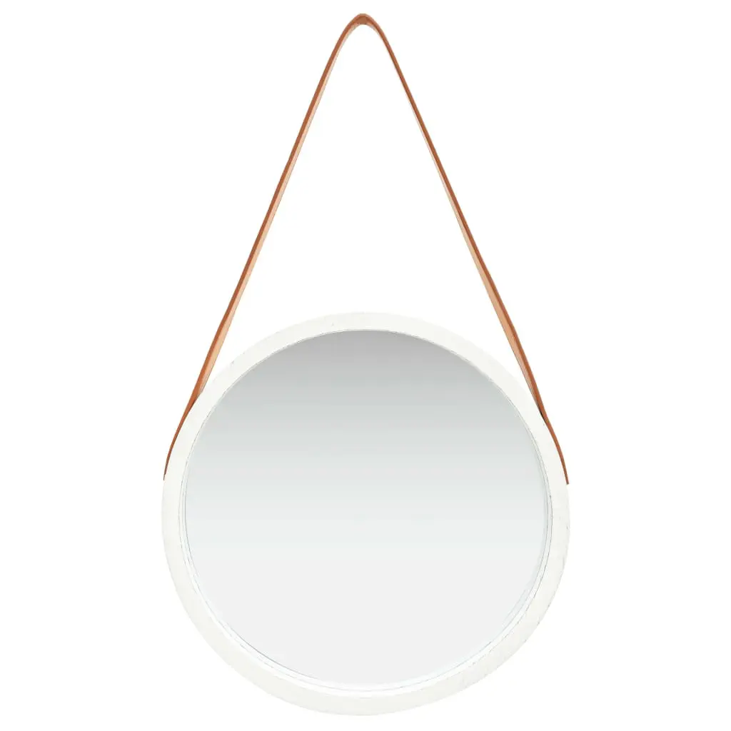 vidaXL Wall Mirror with Strap 40 cm White