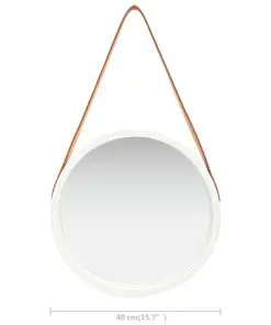 vidaXL Wall Mirror with Strap 40 cm White