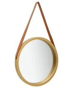 vidaXL Wall Mirror with Strap 40 cm Gold