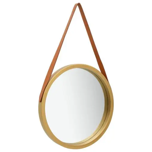 vidaXL Wall Mirror with Strap 40 cm Gold