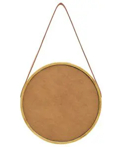 vidaXL Wall Mirror with Strap 40 cm Gold