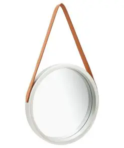 vidaXL Wall Mirror with Strap 40 cm Silver