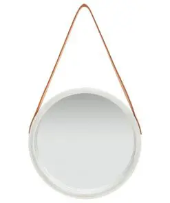 vidaXL Wall Mirror with Strap 40 cm Silver