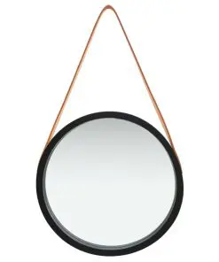vidaXL Wall Mirror with Strap 40 cm Black