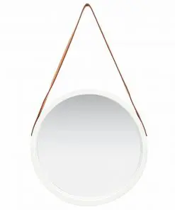 vidaXL Wall Mirror with Strap 50 cm White