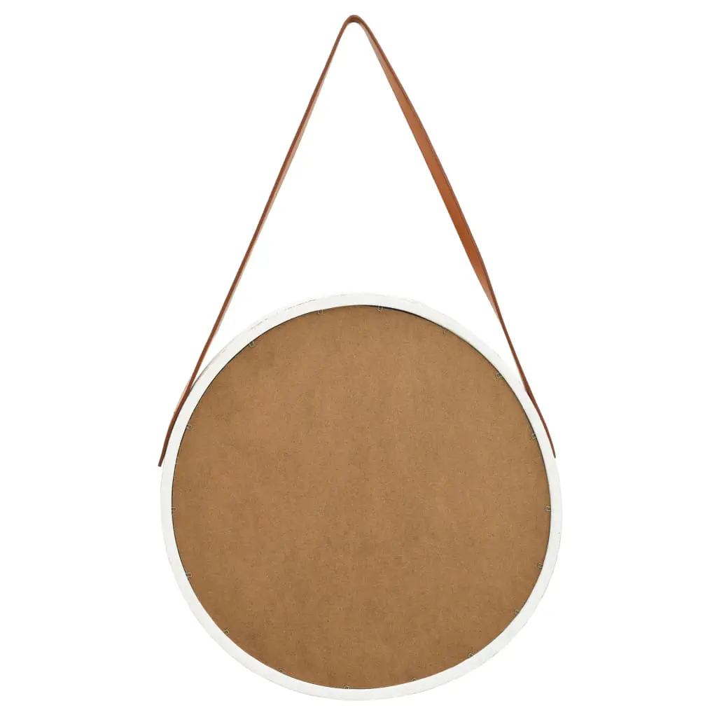 vidaXL Wall Mirror with Strap 50 cm White