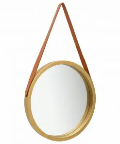 vidaXL Wall Mirror with Strap 50 cm Gold