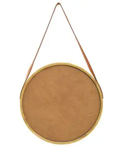 vidaXL Wall Mirror with Strap 50 cm Gold