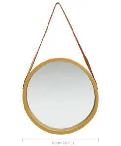 vidaXL Wall Mirror with Strap 50 cm Gold
