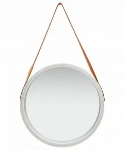 vidaXL Wall Mirror with Strap 50 cm Silver