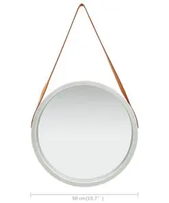 vidaXL Wall Mirror with Strap 50 cm Silver