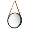 vidaXL Wall Mirror with Strap 50 cm Black vidaXL Wall Mirror with Strap 50 cm Black