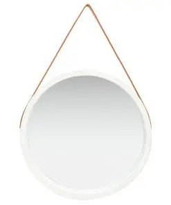 vidaXL Wall Mirror with Strap 60 cm White