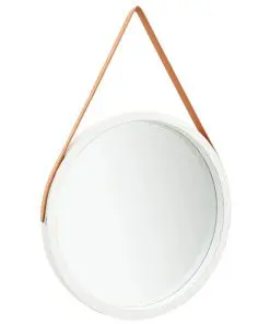 vidaXL Wall Mirror with Strap 60 cm White