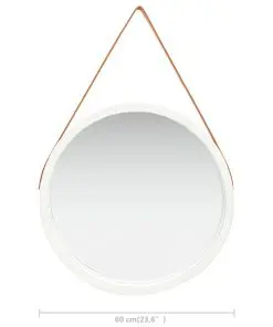 vidaXL Wall Mirror with Strap 60 cm White