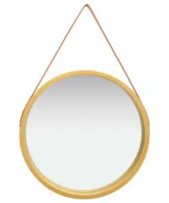 vidaXL Wall Mirror with Strap 60 cm Gold