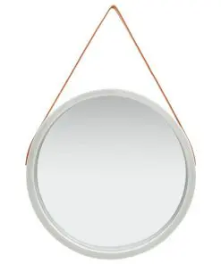 vidaXL Wall Mirror with Strap 60 cm Silver