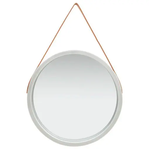 vidaXL Wall Mirror with Strap 60 cm Silver
