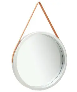 vidaXL Wall Mirror with Strap 60 cm Silver