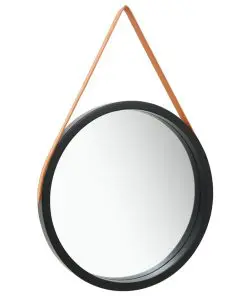 vidaXL Wall Mirror with Strap 60 cm Black