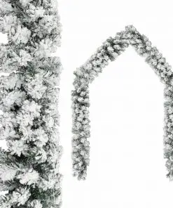 vidaXL Christmas Garland with Flocked Snow Green 10 m PVC