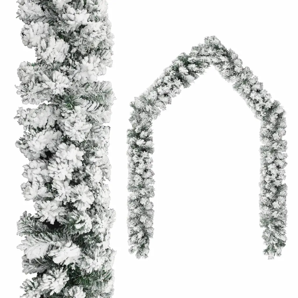 vidaXL Christmas Garland with Flocked Snow Green 10 m PVC
