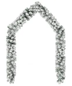 vidaXL Christmas Garland with Flocked Snow Green 10 m PVC