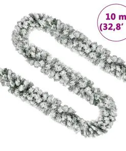 vidaXL Christmas Garland with Flocked Snow Green 10 m PVC