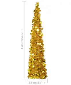 vidaXL Pop-up Artificial Christmas Tree Gold 150 cm PET