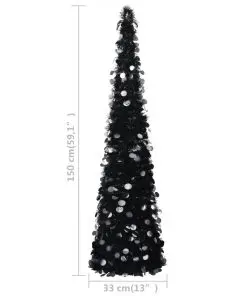 vidaXL Pop-up Artificial Christmas Tree Black 150 cm PET