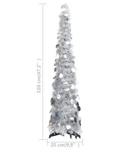 vidaXL Pop-up Artificial Christmas Tree Silver 120 cm PET