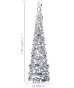 vidaXL Pop-up Artificial Christmas Tree Silver 150 cm PET