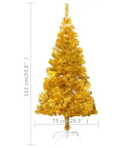vidaXL Artificial Christmas Tree with Stand Gold 152 cm PET