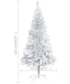 vidaXL Artificial Christmas Tree with Stand Silver 152 cm PET