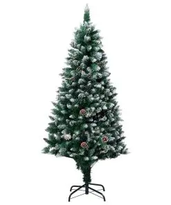 vidaXL Artificial Christmas Tree with Pine Cones and White Snow 150 cm