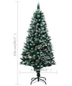 vidaXL Artificial Christmas Tree with Pine Cones and White Snow 150 cm